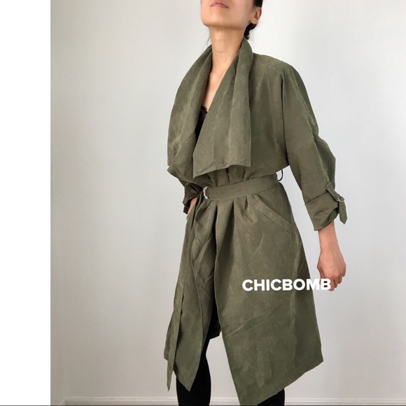 Khloe suede drape long duster with ring fastener - Picture 3 of 7